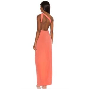 Michael Costello x Revolve Parker Coral One Shoulder Maxi Dress High Slit S